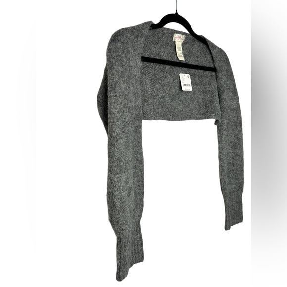 NEW Free People Prima Donna Knit Wool Blend Cropped Bolero Romantic Charcoal OS - Picture 3 of 7